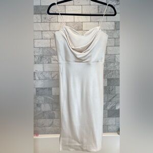 ALICE + OLIVIA satin cowl neck midi (altered to mini) dress